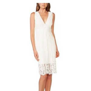 Bardot White Sleeveless V Neck Knee Length Dress